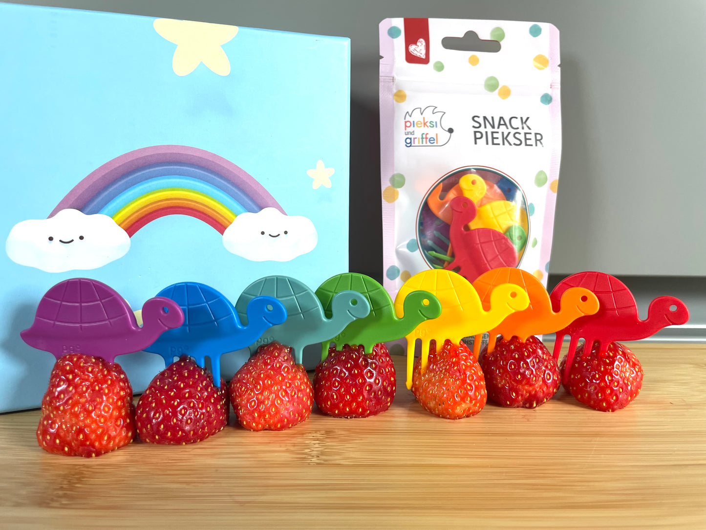 Pieksi set of 7 “Turtle Rain” 🐢🌈