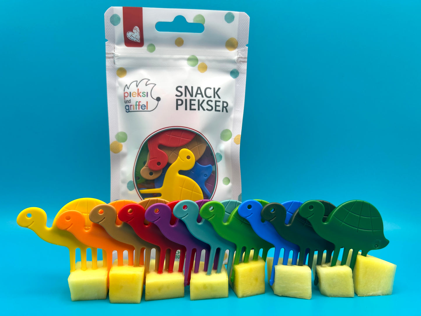 Snack Piekser, 10 Stück, Schildkröten-Form, bunt