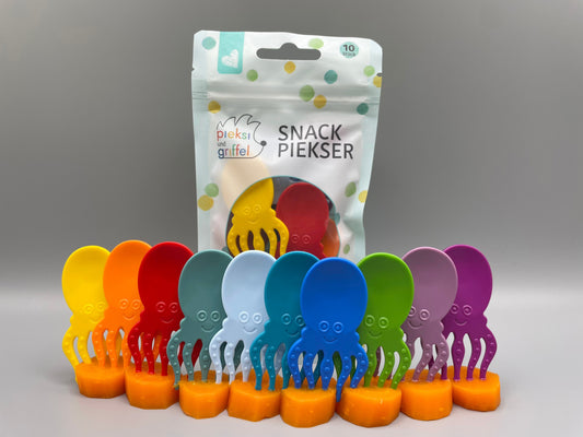 Snack Piekser, Pieksi und Griffel, Obst, Gemüse, Beikost, Kinder, Baby, Feinmotorik, 10er Set,