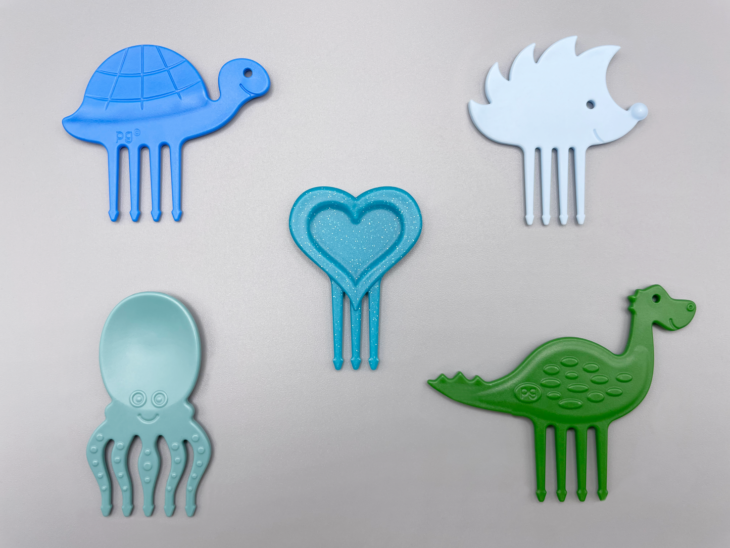 Pieksi set of 5 "Bouncy Five" 🦔🐢🦕🐙❤️