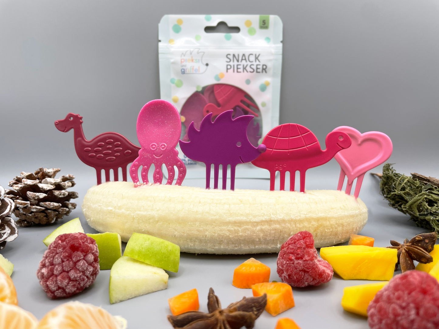 Pieksi set of 5 "Pretty in pink" 🦔🐢🦕🐙❤️