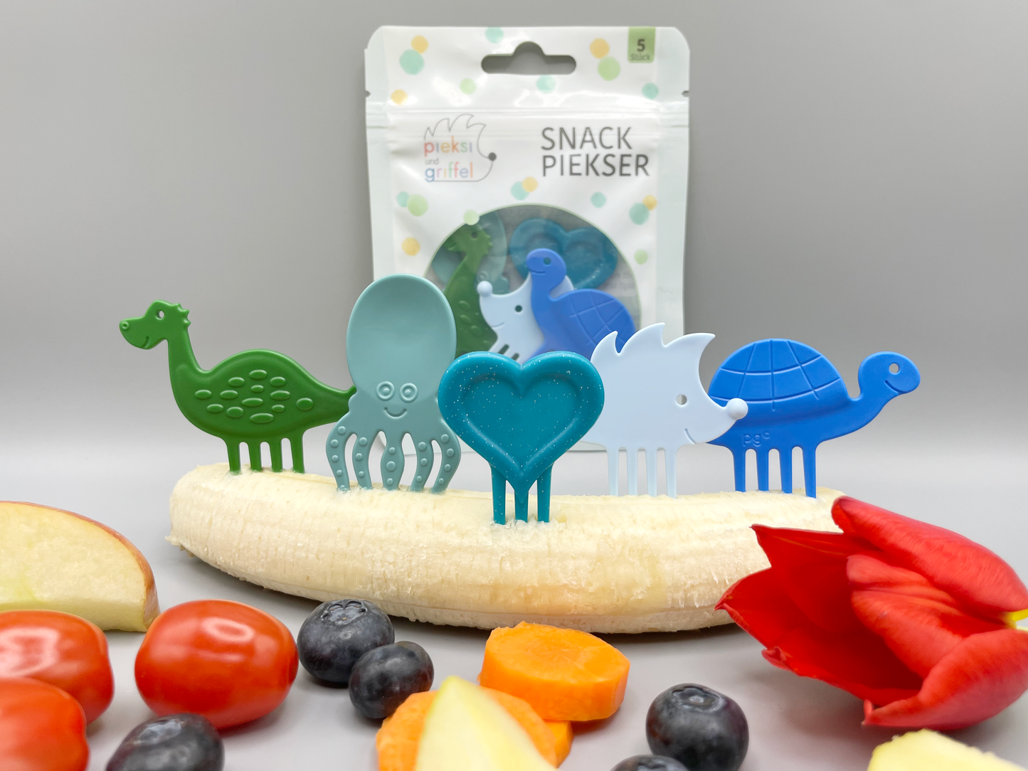 Pieksi set of 5 "Bouncy Five" 🦔🐢🦕🐙❤️
