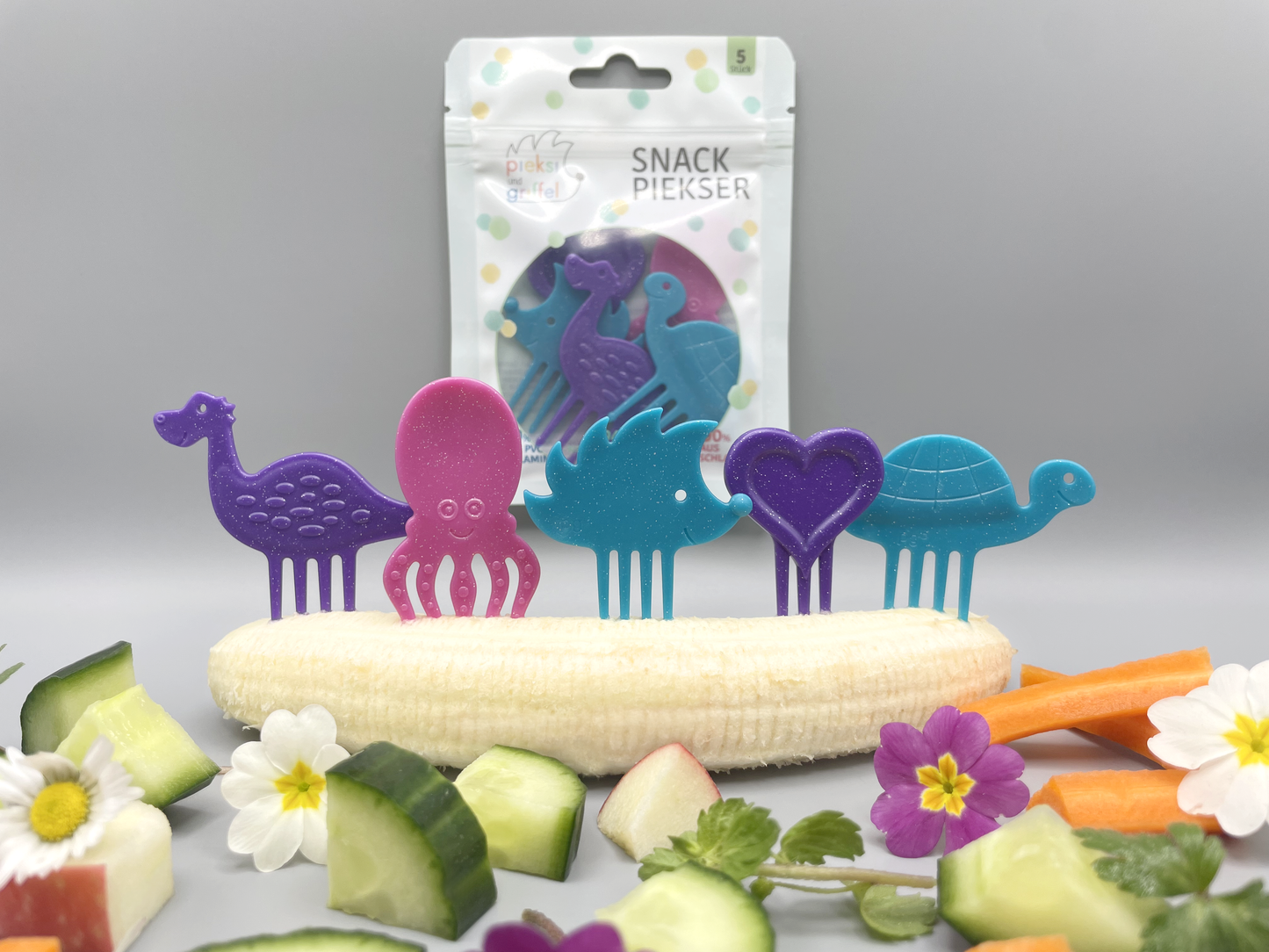 Pieksi 5er Set "Glitzi Five" 🦔🐢🦕🐙❤️