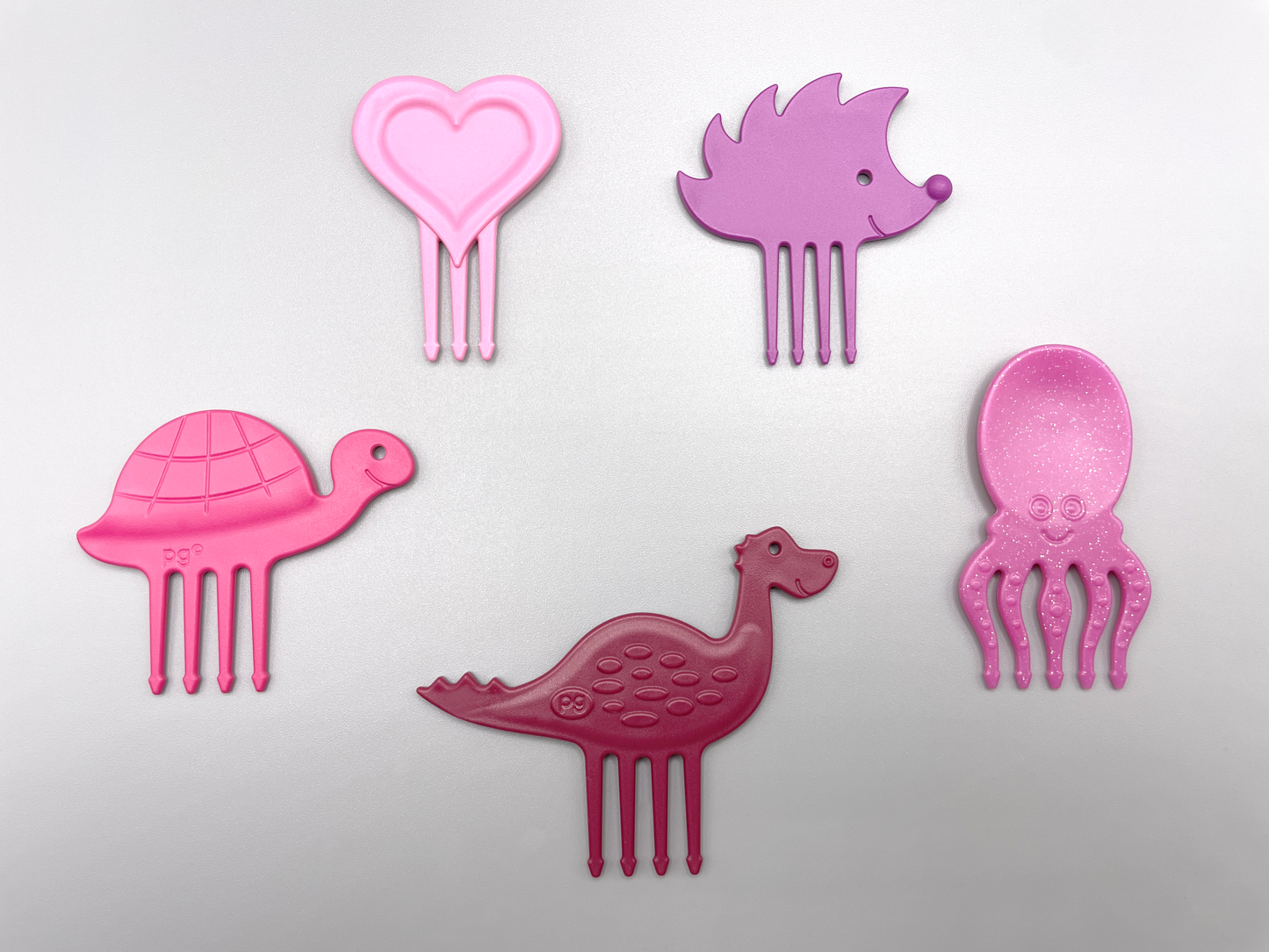 Pieksi set of 5 "Pretty in pink" 🦔🐢🦕🐙❤️